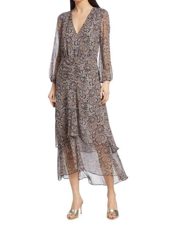 Veronica Beard Quinlan Paisley Silk Midi-Dress